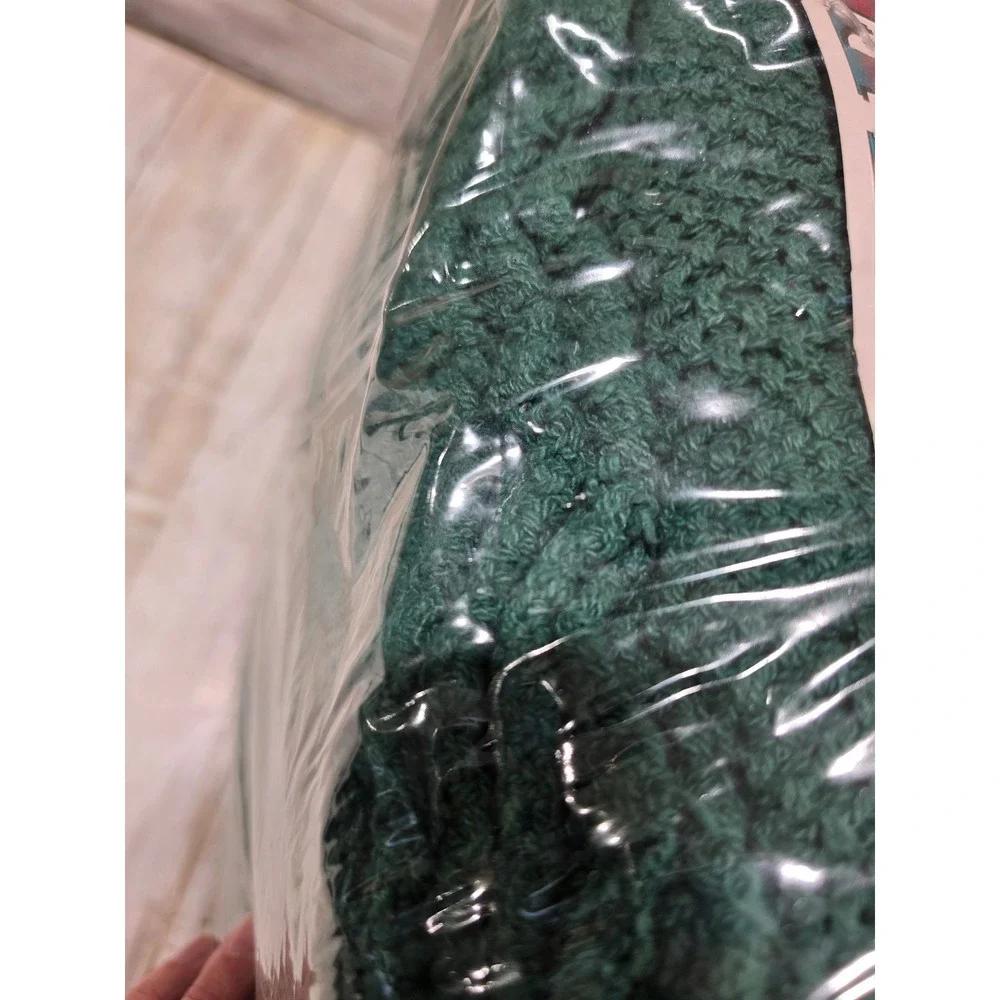 Jubilee Hunter Green Thermal Blanket 100% Cotton Twin Full 72x90 Made in USA NOS